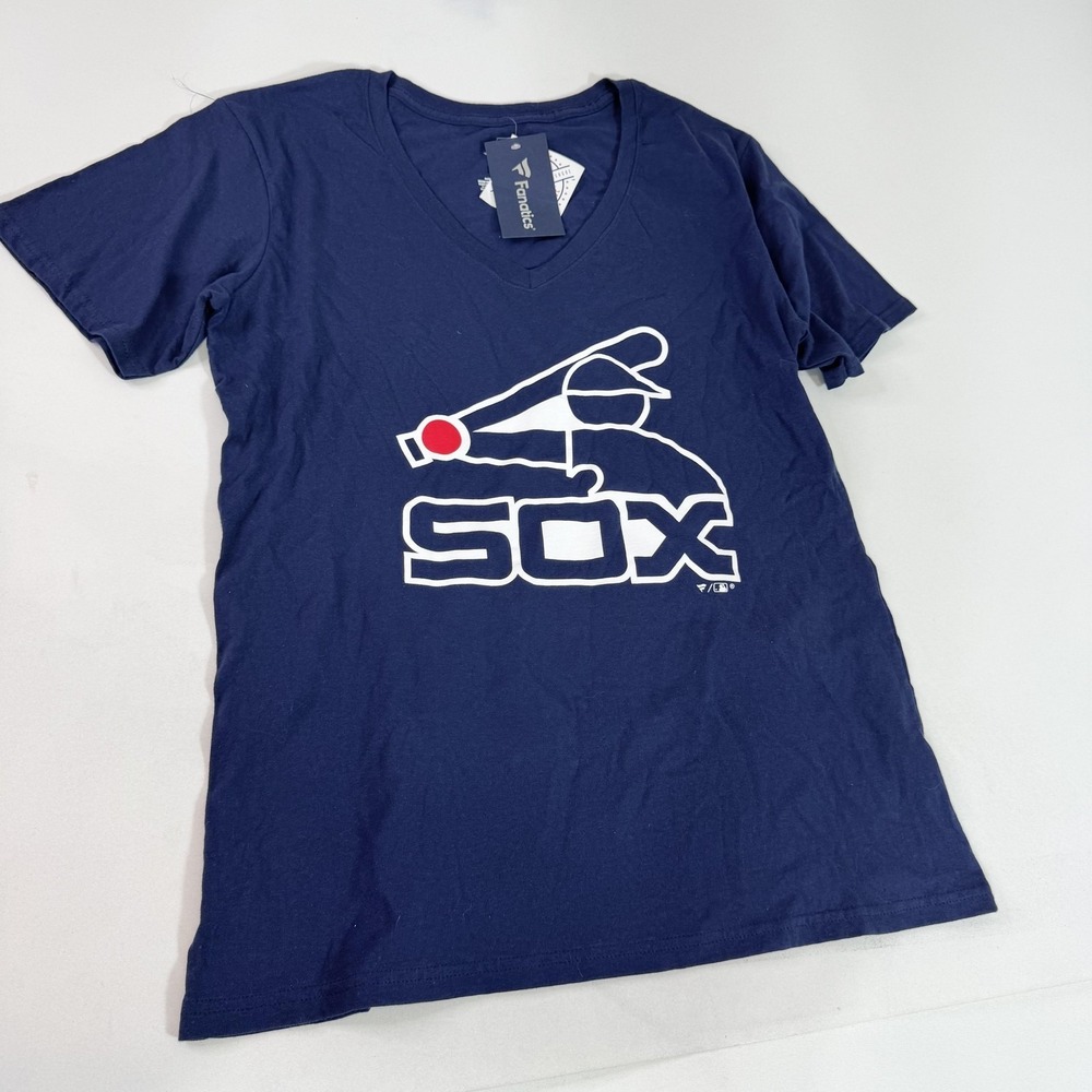 Chicago White‎ Sox Shirt Womens Medium Navy MLB Baseball V-Neck Tee Fanatics